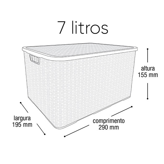 CAIXA ORGANIZADORA RATTAN PRETA COM TAMPA 7L - ARQPLAST