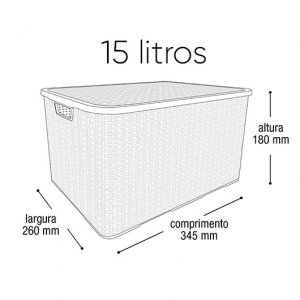 CAIXA ORGANIZADORA RATTAN PRETA COM TAMPA 15L - ARQPLAST
