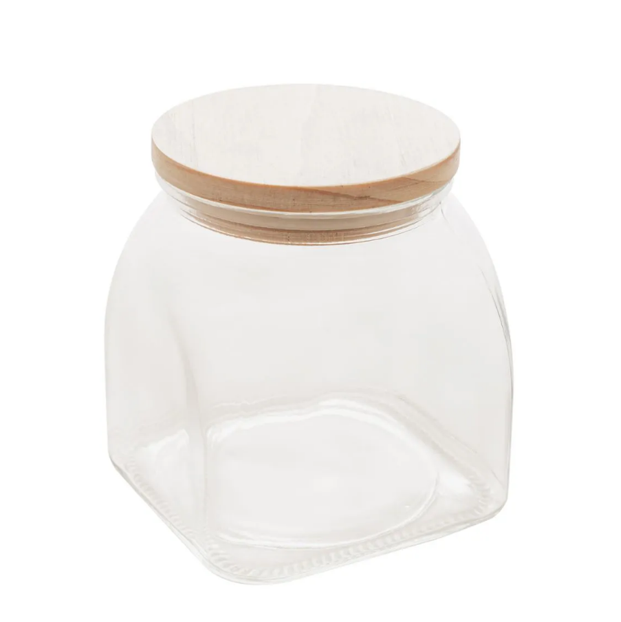 POTE DE VIDRO COM TAMPA DE BAMBU 720ml - LYOR