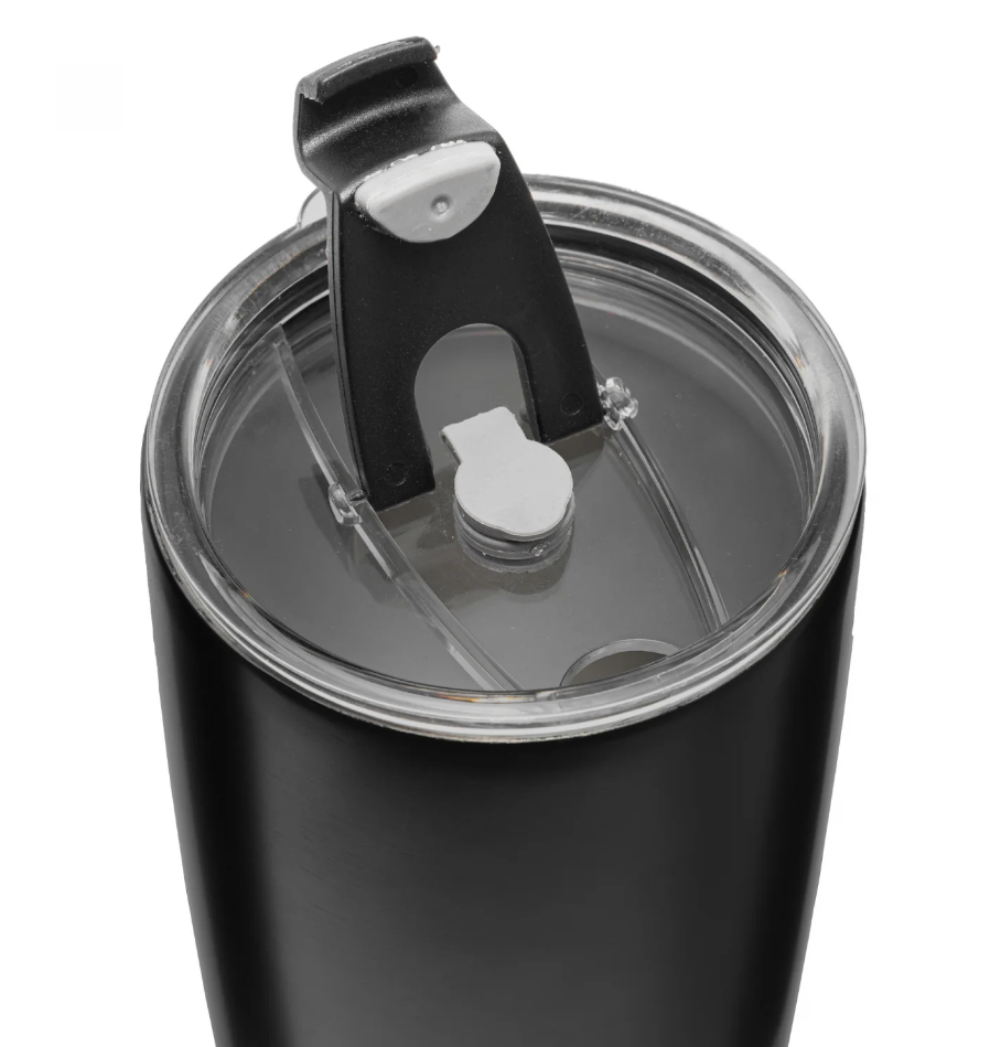 COPO TÉRMICO DE AÇO INOX PAREDE DUPLA COM TAMPA PRETO 600ML - WOLFF