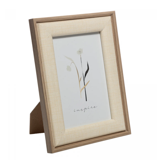 PORTA RETRATO DE MDF COM BORDA BEGE EM TECIDO HAPPY 10X15CM - LYOR