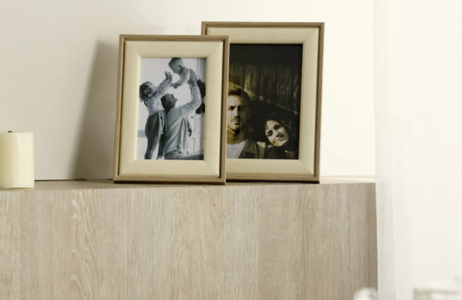 PORTA RETRATO DE MDF COM BORDA BEGE EM TECIDO HAPPY 10X15CM - LYOR