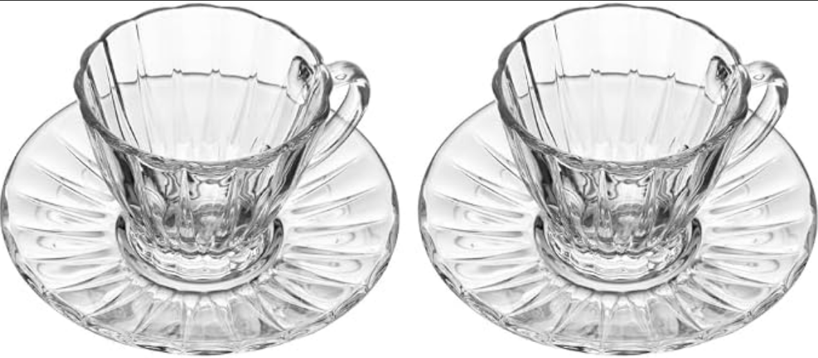 CONJUNTO 2 XICARAS PARA CHA DE CRISTAL DE CHUMBO COM PIRES - LYOR