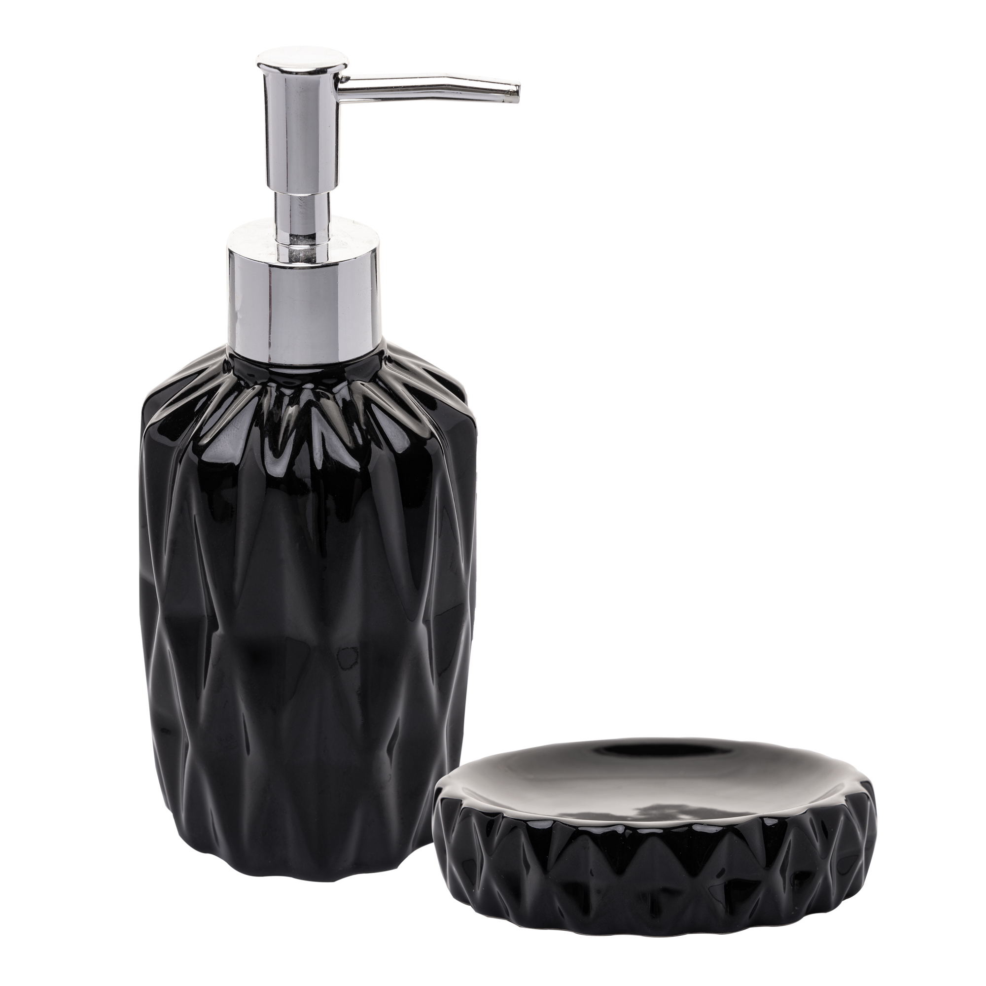 CONJUNTO 2 PECAS PARA BANHEIRO DE CERAMICA DIAMOND PRETO - LYOR