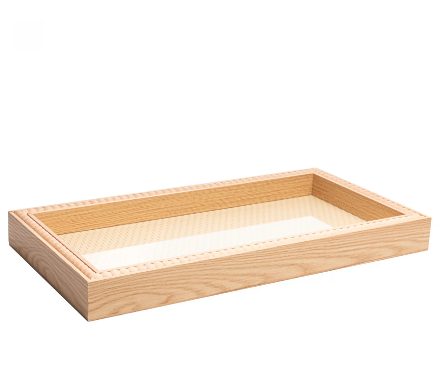 BANDEJA DE MDF BALLS NATURAL 42X22CM - LYOR