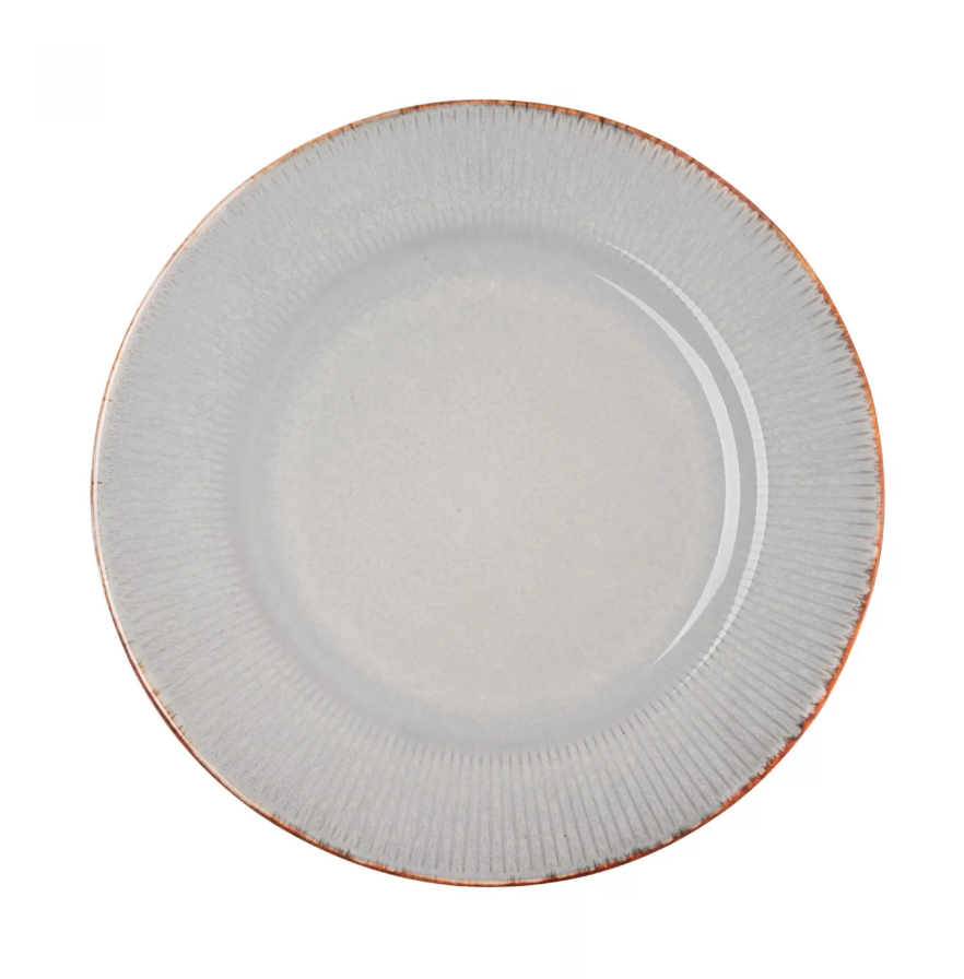 PRATO PARA SOBREMESA DE CERAMICA LINEAR CINZA 20CM - LYOR