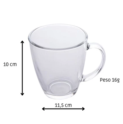 KIT COM 2 CANECAS DE VIDRO TRANSPARENTES 350ML - FLASHGOODS