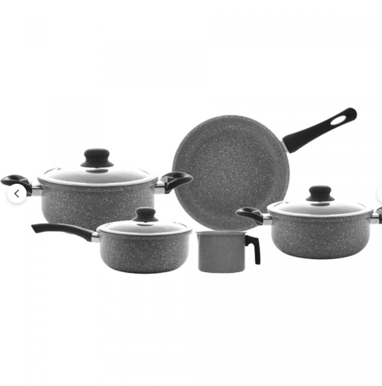 Conjunto 5 Panelas de Indução Granilite Cinza Alumínio com Revestimento Cerâmico - Wolff