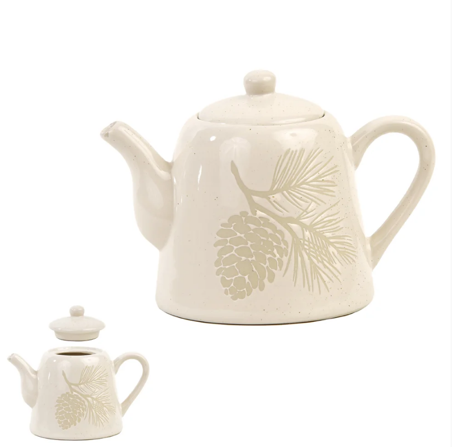CHALEIRA DECORATIVA EM CERÂMICA PINHA NATALINA RÚSTICA 19CM - FLORARTE