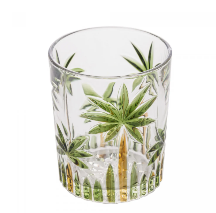 COPO BAIXO DE CRISTAL ECOLÓGICO PALM TREE HANDPAINT 340ML - WOLFF
