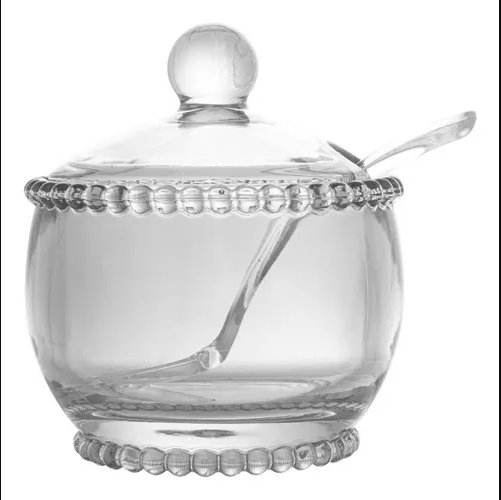 AÇUCAREIRO COM COLHER E TAMPA DE CRISTAL PEARL 200ML - WOLFF