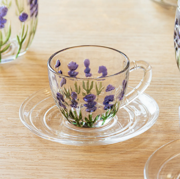 XÍCARA DE CRISTAL ECOLÓGICO DE CAFÉ COM PIRES LAVANDA HAND PAINTING 80ML - LYOR