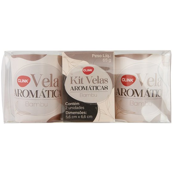 KIT COM 2 VELAS AROMÁTICAS MICROCRISTALINAS 6X5CM AROMAS SORTIDOS - CLINK