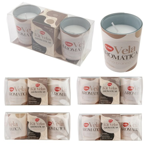 KIT COM 2 VELAS AROMÁTICAS MICROCRISTALINAS 6X5CM AROMAS SORTIDOS - CLINK