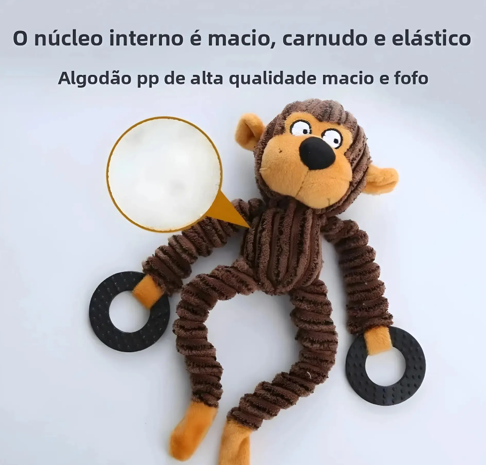 BRINQUEDO INTERATIVO DE PELÚCIA MACACO COM MORDEDOR DACRON 26X33CM - C3B