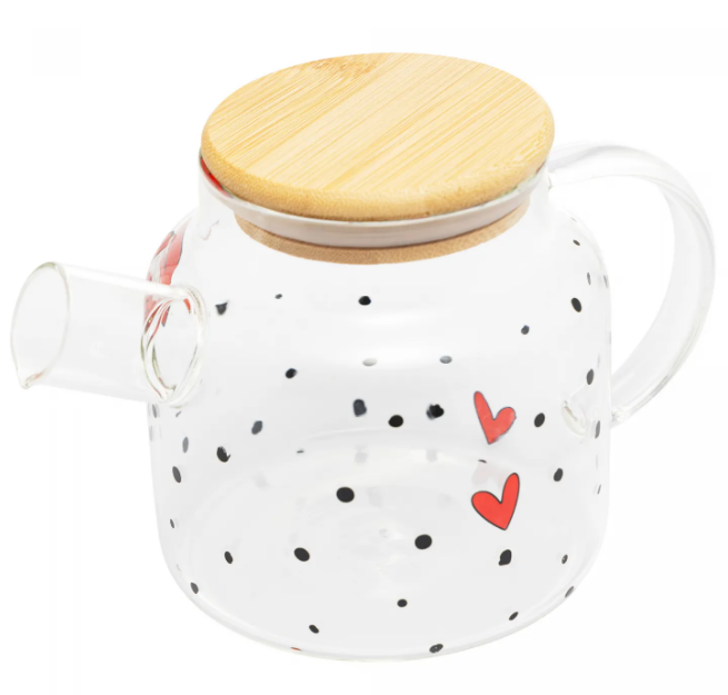 Chaleira de Vidro Borossilicato com Tampa de Bambu Heart 600ml - Wolff-29427