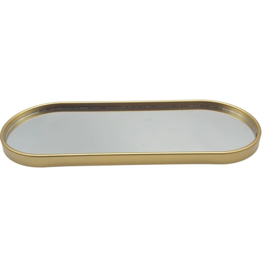 BANDEJA DECORATIVA ESPELHADA OVAL CORES SORTIDAS PRETA OU DOURADA 29X11CM - C3B