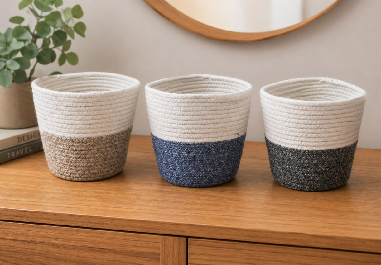CESTO DECORATIVO ORGANIZADOR MULTIUSO DE POLIÉSTER KALEB 24X18X20CM CORES SORTIDAS - TOKYO DESIGN