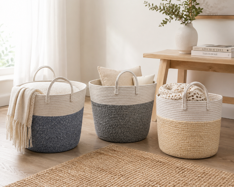 CESTO DECORATIVO ORGANIZADOR MULTIUSO DE POLIÉSTER NATHAN 34X31CM CORES SORTIDAS - TOKYO DESIGN