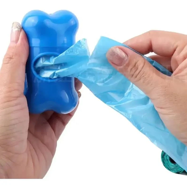KIT CATA CACA SAQUINHOS HIGIÊNICOS SUPORTE DE OSSINHO COM REFIL 2 ROLOS COM 20 SAQUINHOS CADA - MULTIART