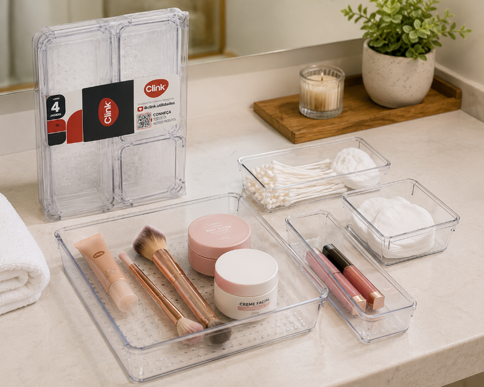KIT COM 4 ORGANIZADORES MULTIUSO PARA GAVETAS CLOSET - CLINK