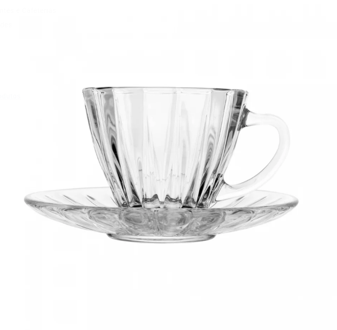 KIT COM 2 XÍCARAS DE CRISTAL PARA CAFÉ COM PIRES RADIAL 90ML - WOLFF