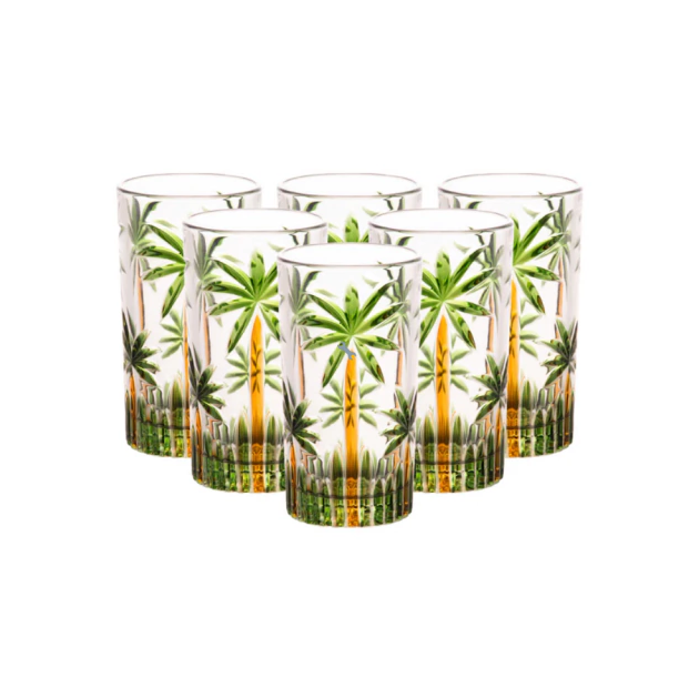 COPO ALTO DE CRISTAL ECOLÓGICO PALM HAND PAINTING 360ML - WOLFF