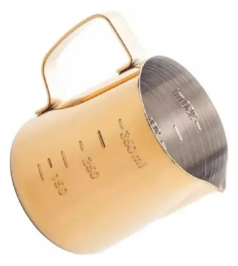 LEITEIRA DE AÇO INOX COM MEDIDAS 350ML DOURADA - LYOR