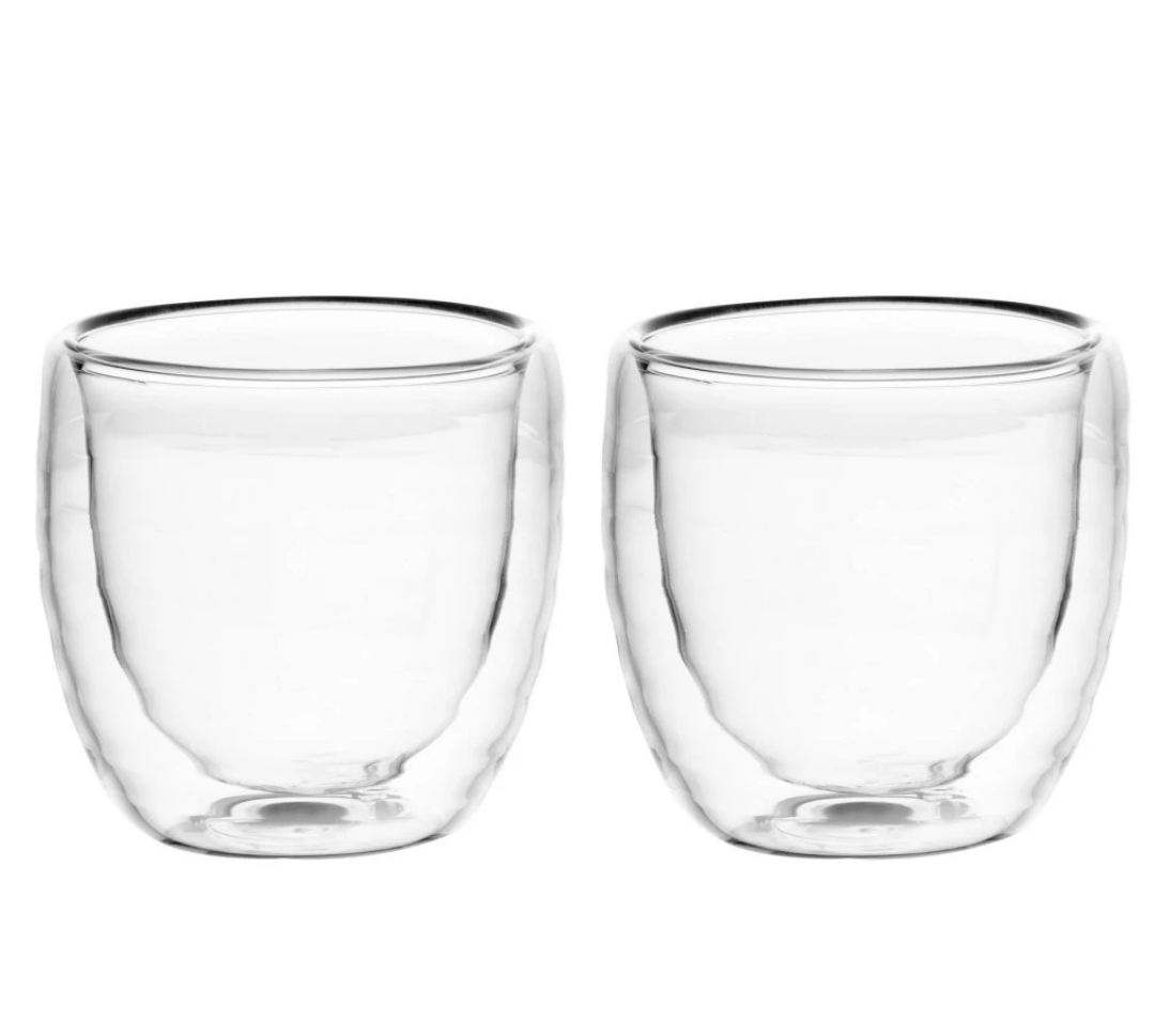 KIT COM 2 COPOS DE CAFÉ DUPLA PAREDE DE VIDRO GOMOS 80ML - WOLFF