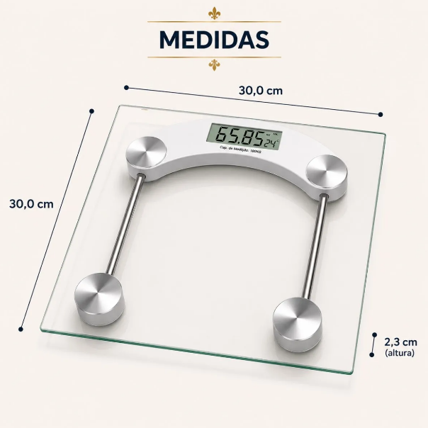 BALANÇA DIGITAL CORPORAL ATÉ 180KG DE VIDRO TEMPERADO TRANSPARENTE - C3B