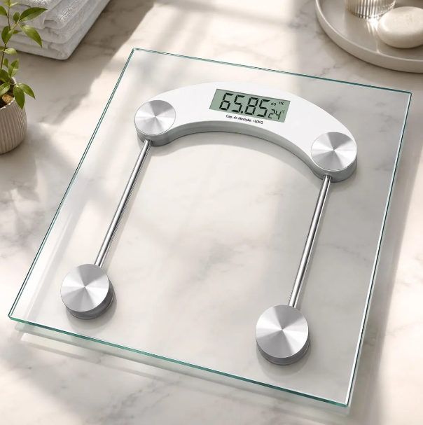 BALANÇA DIGITAL CORPORAL ATÉ 180KG DE VIDRO TEMPERADO TRANSPARENTE - C3B