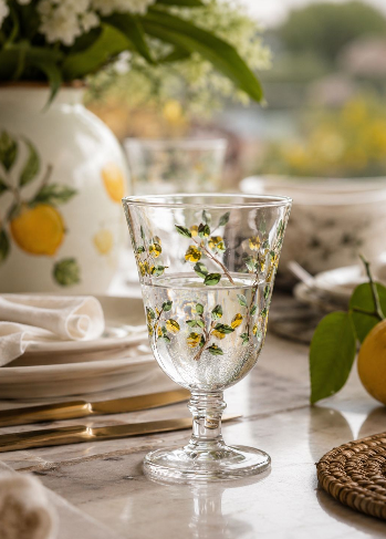 TAÇA PARA ÁGUA DE CRISTAL ECOLÓGICO HAND PAINTING SICILIANO 240ML - LYOR