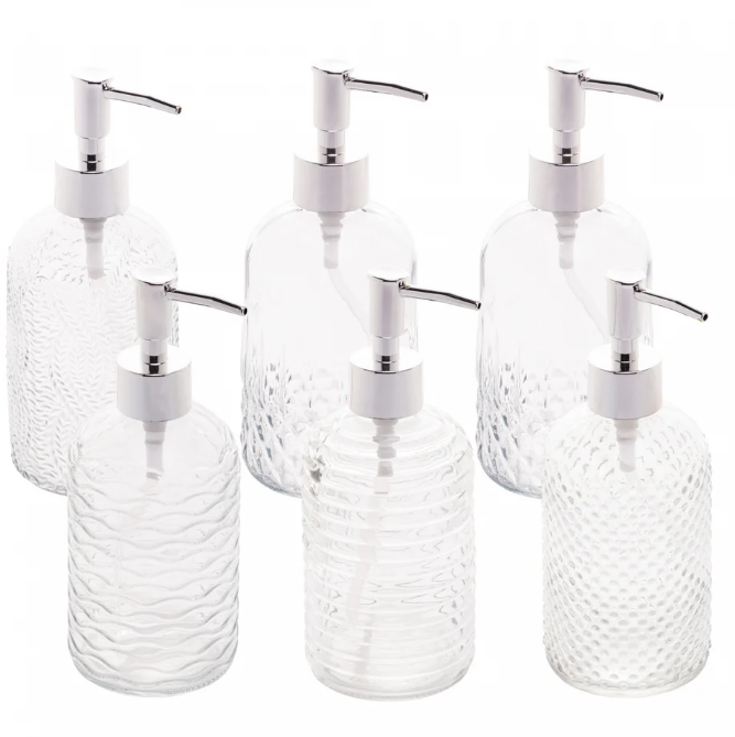PORTA SABONETE LÍQUIDO DE VIDRO ESTAMPAS SORTIDAS 380ML - LYOR