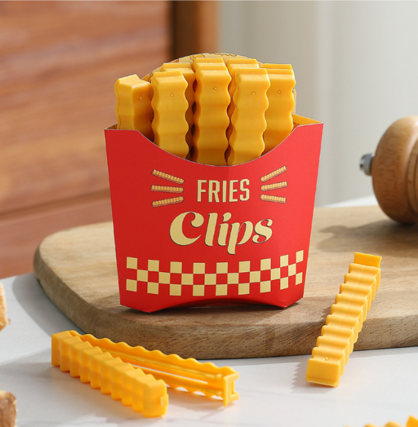 KIT COM 6 PRENDEDORES DE EMBALAGEM MAGNÉTICO BATATA FRITA - LYOR