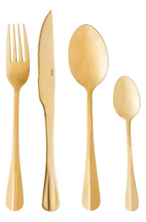 FAQUEIRO 24 PEÇAS DE AÇO INOX POSITANO DOURADO - LYOR