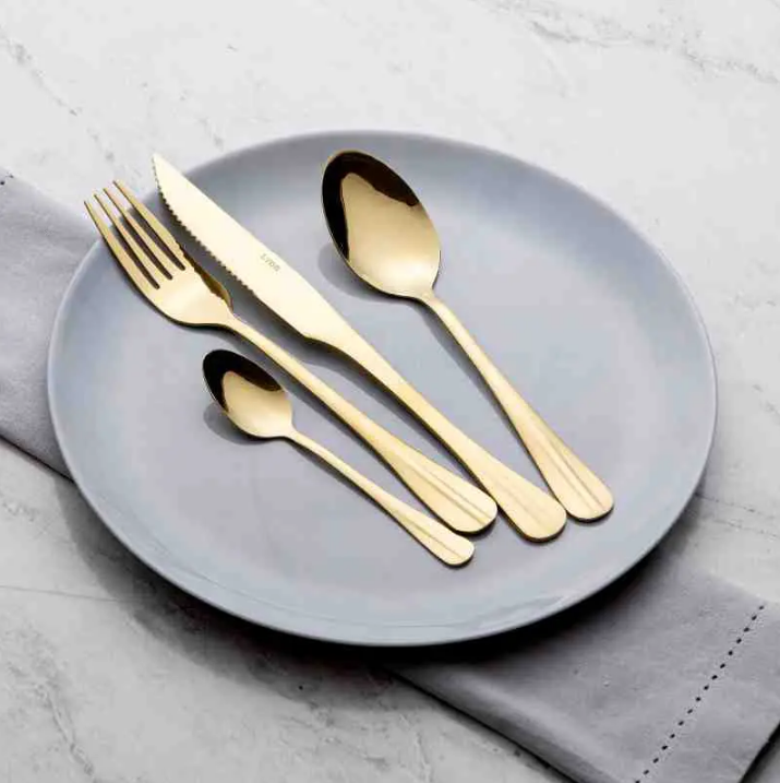 FAQUEIRO 24 PEÇAS DE AÇO INOX POSITANO DOURADO - LYOR