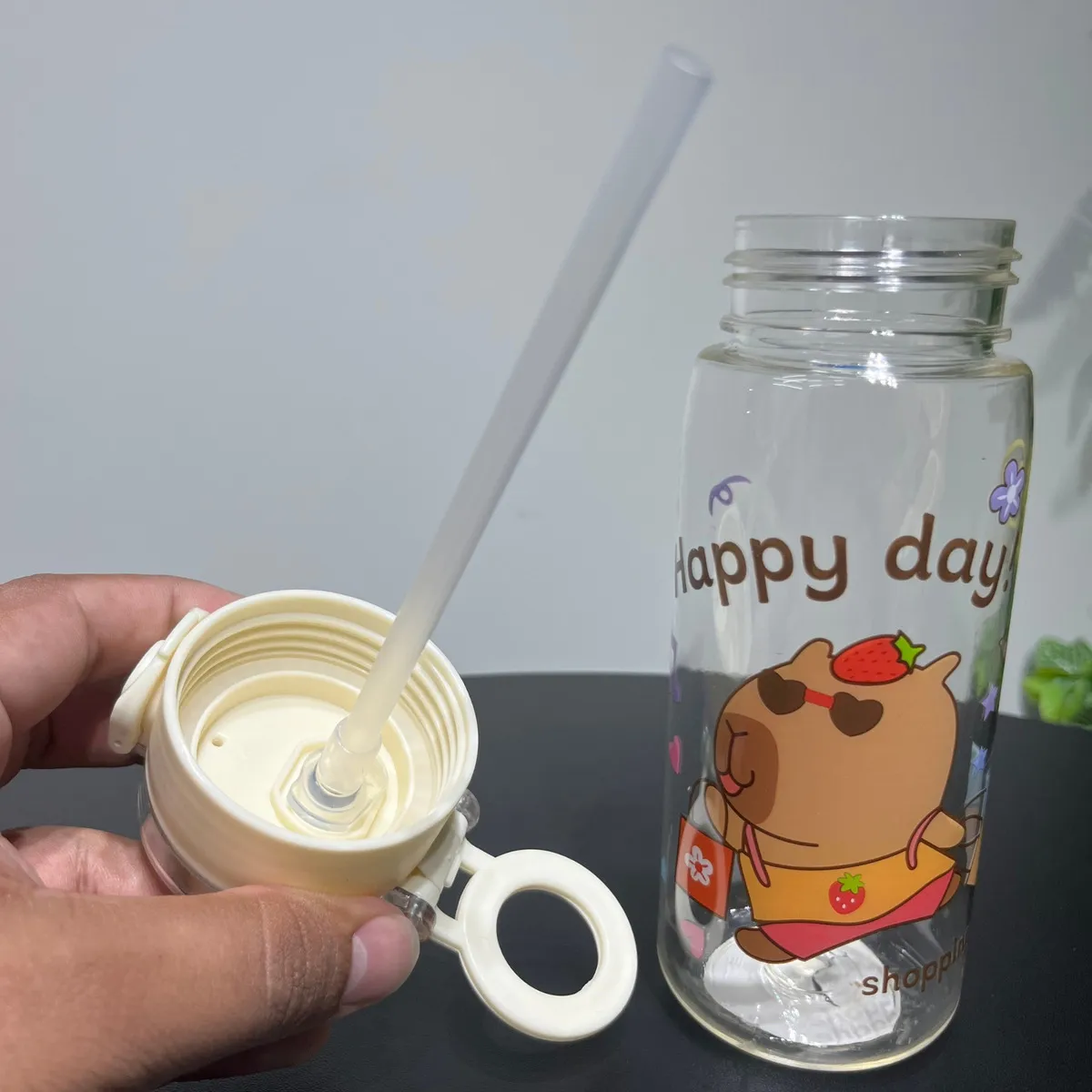 GARRAFA DE ÁGUA DE PLÁSTICO CAPIVARA 400ML - FLASHGOODS
