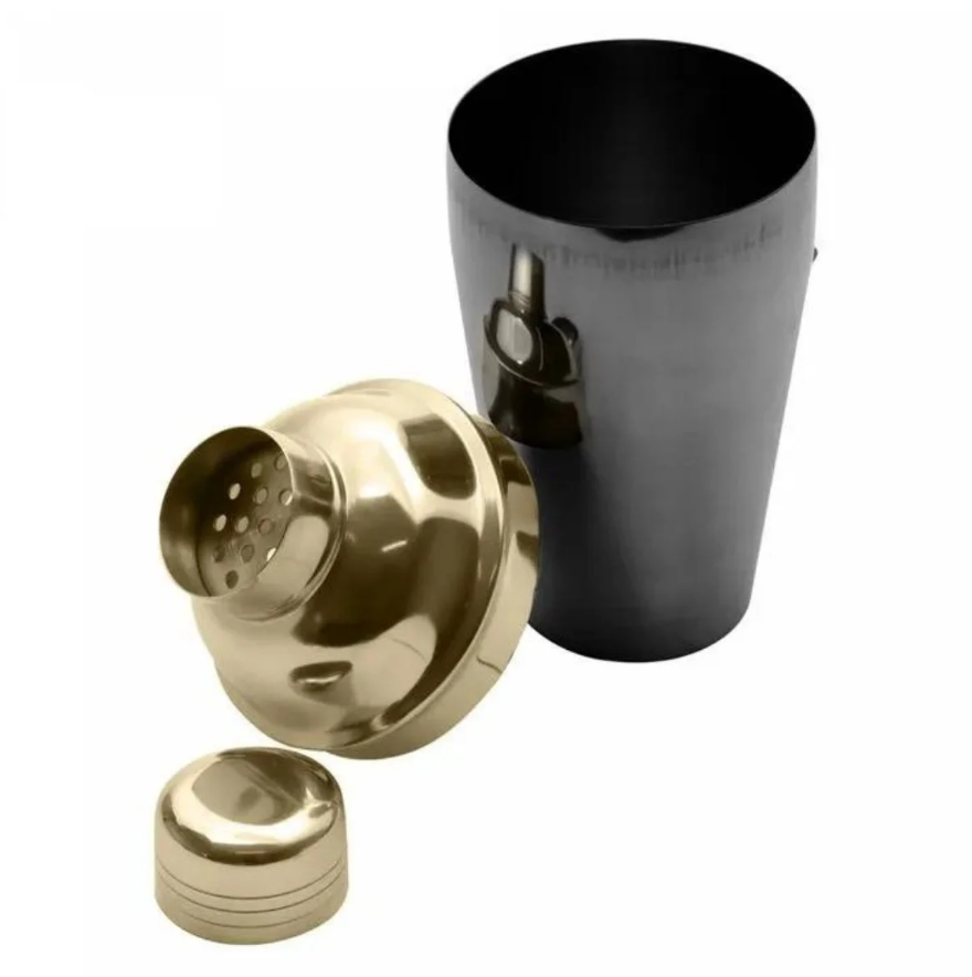 COQUETELEIRA DE AÇO INOX PRETA E DOURADA5 500ML - LYOR