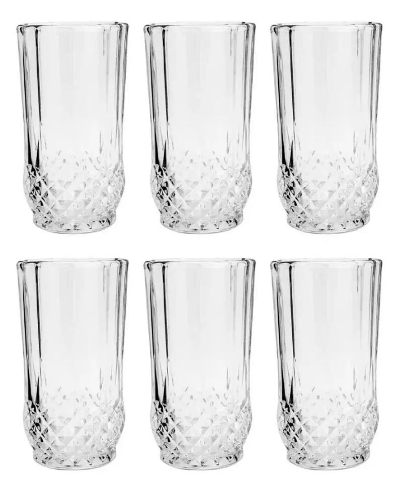 KIT COM JARRA 1,25 LITROS E 6 COPOS 260ML DE VIDRO ROBERTA - LYOR