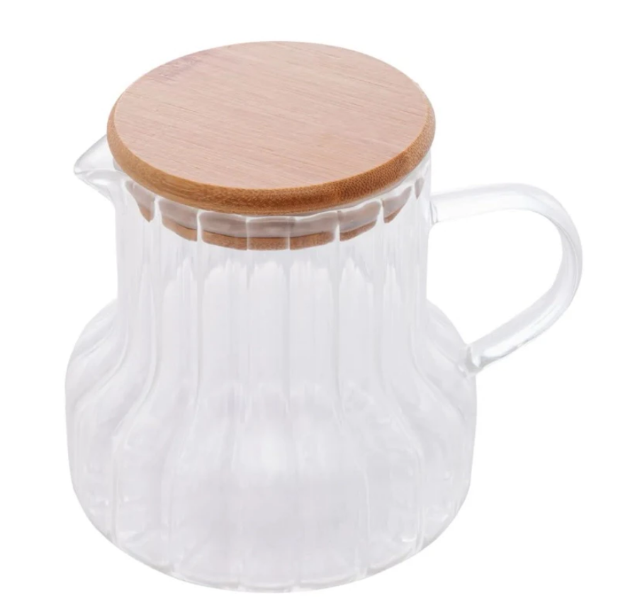 JARRA DE VIDRO COM TAMPA DE BAMBU 500ML - LYOR
