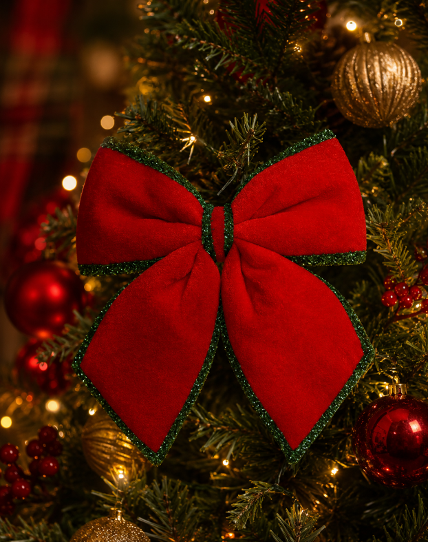 LAÇO DE NATAL DECORATIVO DE POLIÉSTER 24X27CM - MULTIART