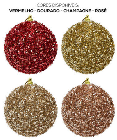 BOLA DE NATAL DECORADA COM GLITTER 8CM CORES SORTIDAS UNITÁRIA - MULTIART