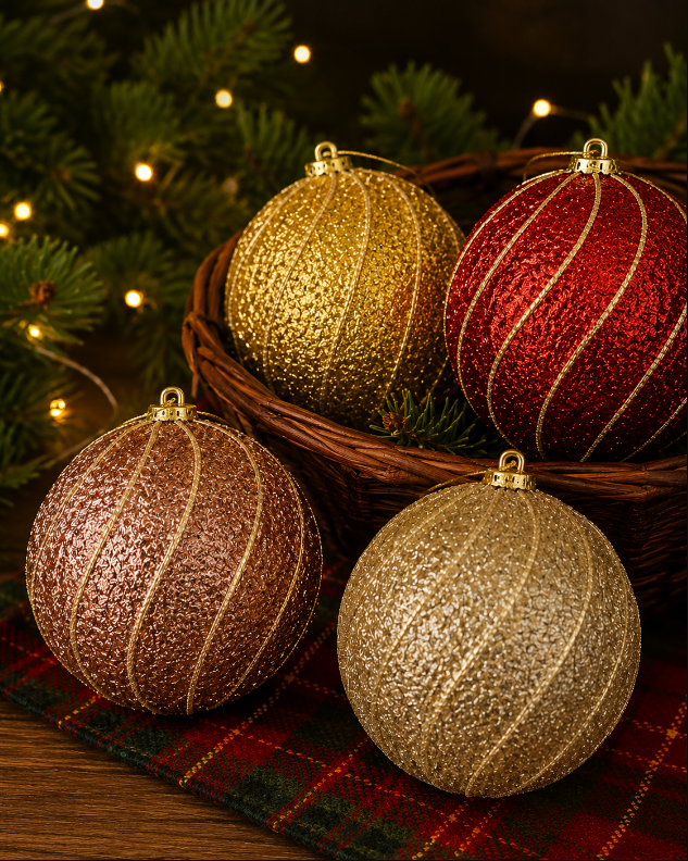 BOLA DE NATAL DECORADA COM GLITTER 10CM CORES SORTIDAS UNITÁRIA - MULTIART