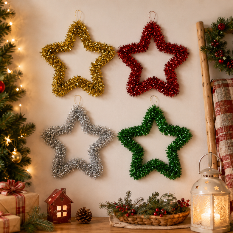 ESTRELA DE NATAL DE FESTÃO PARA PENDURAR 30CM CORES SORTIDAS - MULTIART