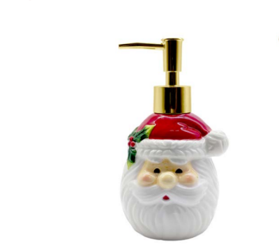 PORTA SABONETE LÍQUIDO OU ALCOOL EM GEL DE PORCELANA PAPAI NOEL 200ML 17CM - MULTIART
