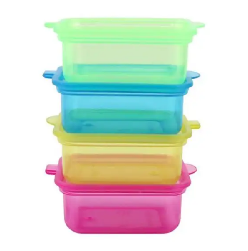 KIT COM 8 MINI POTES DE PLÁSTICO RETANGULARES 50ML 7X5CM - CLINK