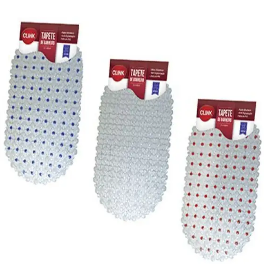 TAPETE ANTIDERRAPANTE DE VENTOSA 65X35CM CORES SORTIDAS - CLINK