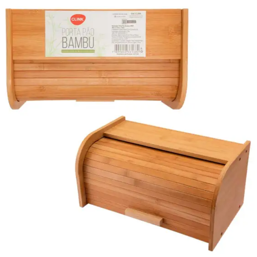 ORGANIZADOR PORTA PÃO DE BAMBU E MDF 39X23X19CM - CLINK