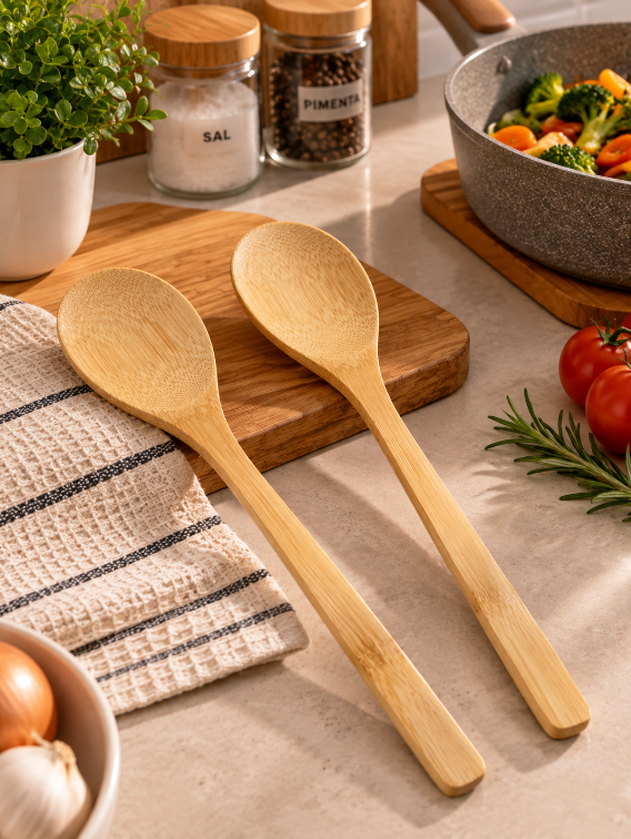 KIT COM 2 COLHERES DE BAMBU 22CM - CLINK