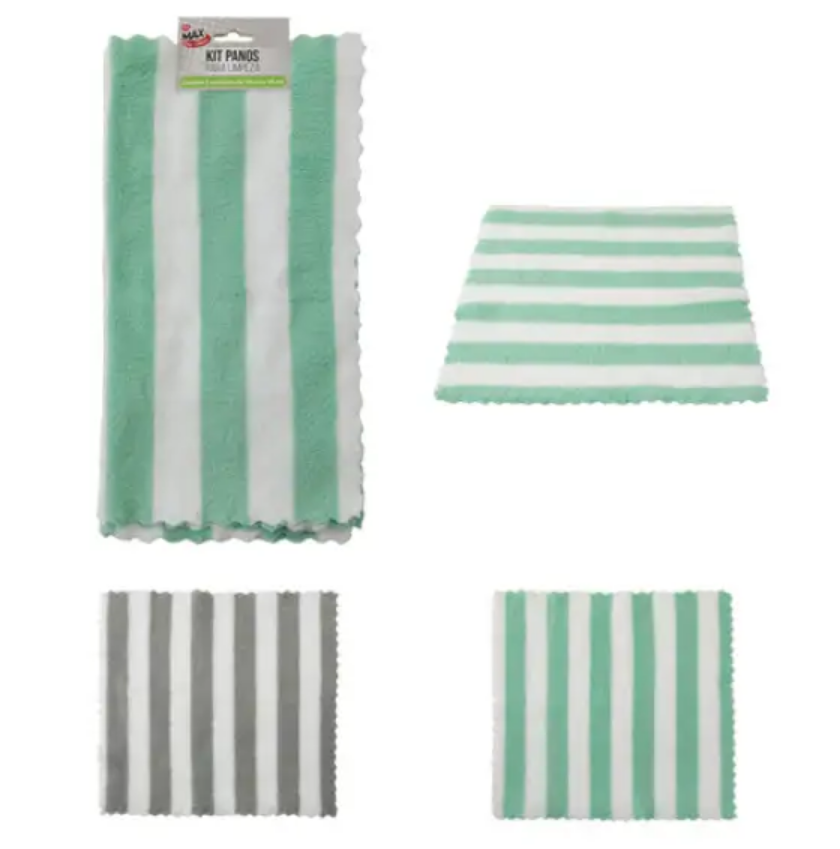 KIT COM 2 PANOS DE LIMPEZA DE POLIÉSTER 30X30CM - CLINK